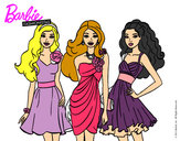 Dibujo Barbie y sus amigas vestidas de fiesta pintado por anagabriel