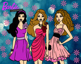 Dibujo Barbie y sus amigas vestidas de fiesta pintado por karina001