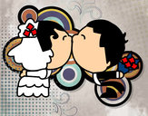 Dibujo Beso de recién casados pintado por marticuchi