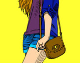 Dibujo Chica con bolso pintado por anapr