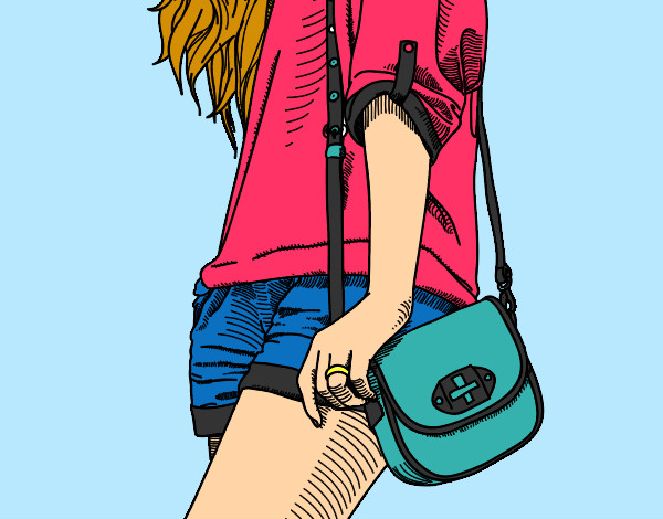 Dibujo Chica con bolso pintado por Luna12
