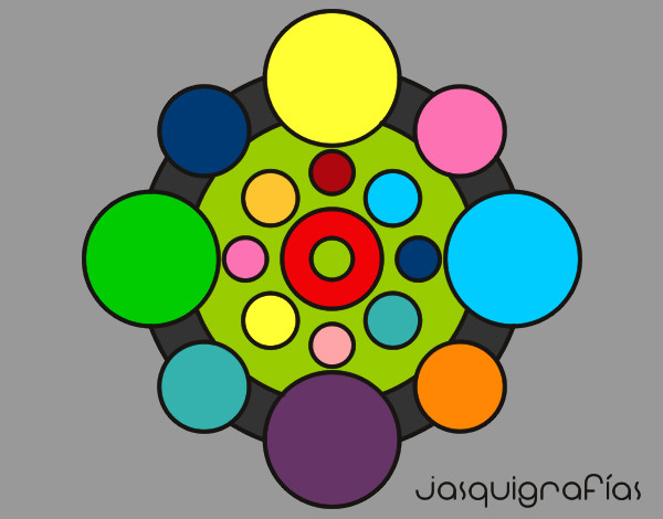Dibujo Mandala con redondas pintado por lindo111