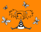 Dibujo Niña con mariposas pintado por mori-alone