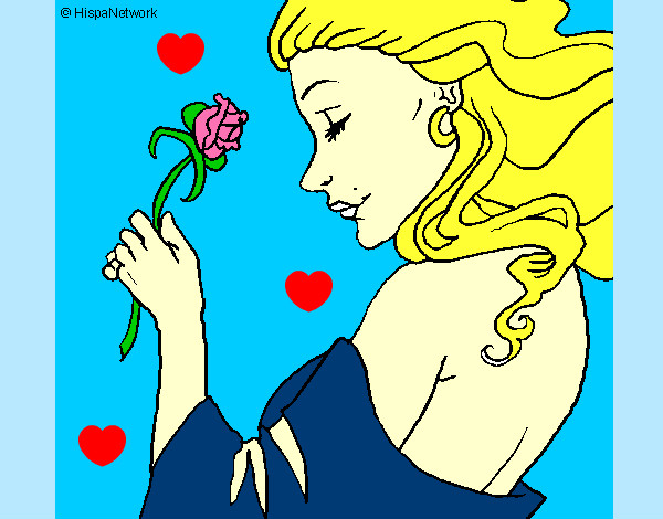 Dibujo Princesa con una rosa pintado por mikg