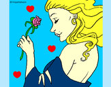 Dibujo Princesa con una rosa pintado por mikg