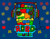 Dibujo Robot music pintado por queyla