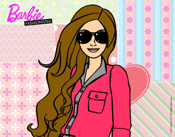 Dibujo Barbie con gafas de sol pintado por KaRoo