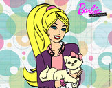 Dibujo Barbie con su linda gatita pintado por harumi