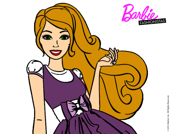 Dibujo Barbie con su vestido con lazo pintado por lau42