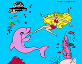 Dibujo Barbie jugando con un delfín pintado por Daniela19