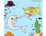 Dibujo Barbie jugando con un delfín pintado por Michelle26