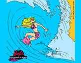 Dibujo Barbie practicando surf pintado por DianillaMC