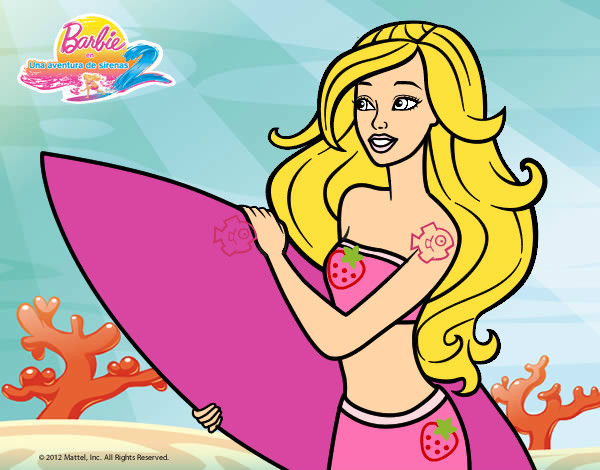 Dibujo Barbie va a surfear pintado por larah2ogm