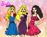 Dibujo Barbie y sus amigas vestidas de fiesta pintado por annndysss