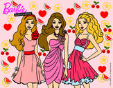 Dibujo Barbie y sus amigas vestidas de fiesta pintado por Dunalamejo