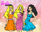Dibujo Barbie y sus amigas vestidas de fiesta pintado por mori-alone