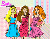 Dibujo Barbie y sus amigas vestidas de fiesta pintado por Nataly114