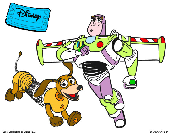 Dibujo Buzz y Slinky pintado por isolda