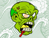 Dibujo Cabeza de zombi pintado por maryquilla