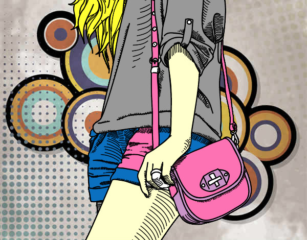 Dibujo Chica con bolso pintado por josefina14