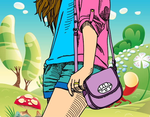 Dibujo Chica con bolso pintado por lolabetica
