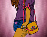 Dibujo Chica con bolso pintado por paola1997