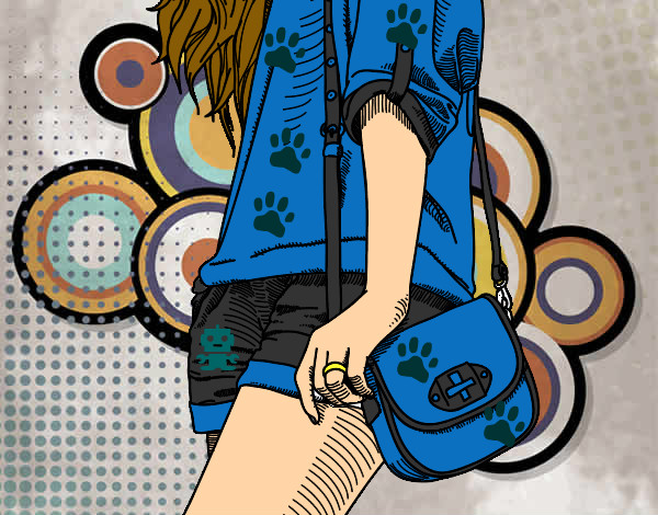 Dibujo Chica con bolso pintado por tobonsita