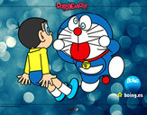 Dibujo Doraemon y Nobita pintado por lolabetica