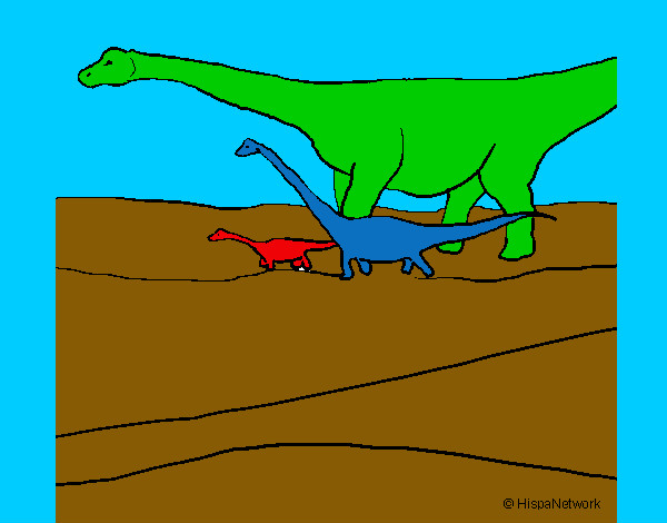 Dibujo Familia de Braquiosaurios pintado por marioguapo