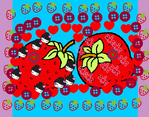 Dibujo fresas pintado por renati