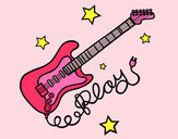Dibujo Guitarra y estrellas pintado por mopeta