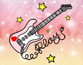 Dibujo Guitarra y estrellas pintado por Valentinad