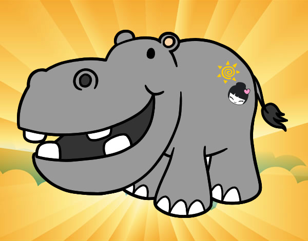 Dibujo Hipopótamo pequeño pintado por isaaaaa
