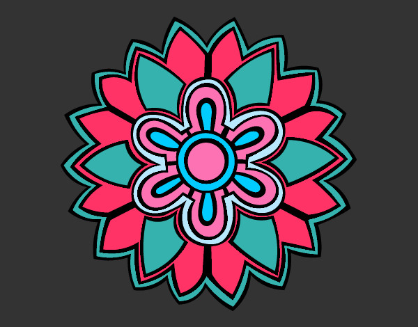 Dibujo Mándala con forma de flor weiss pintado por jeji