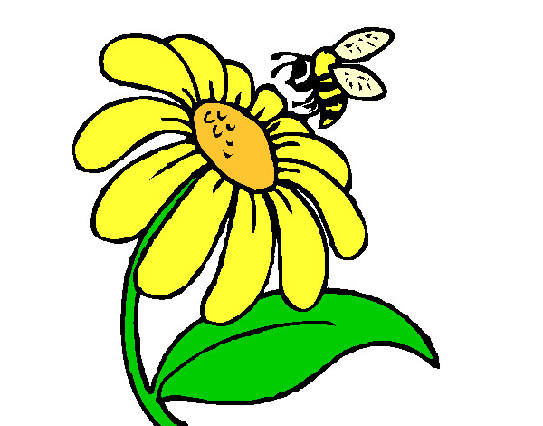 Dibujo Margarita con abeja pintado por myseen4