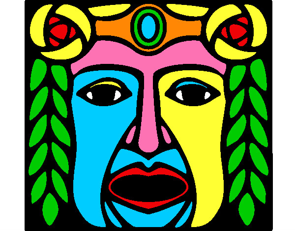Dibujo Máscara Maya pintado por renati