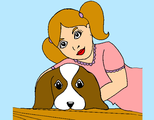 Dibujo Niña abrazando a su perro pintado por loaC