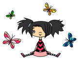 Dibujo Niña con mariposas pintado por Dolita