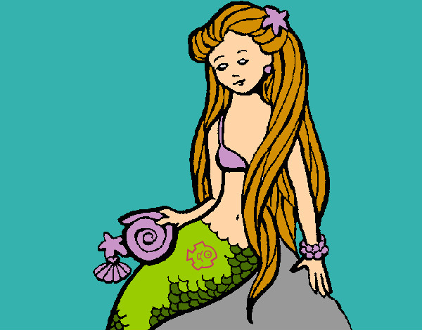 Dibujo Sirena con caracola pintado por Valentinad