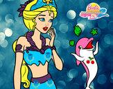 Dibujo Sirena con delfín pintado por sofiamari