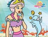 Dibujo Sirena con delfín pintado por Telsy