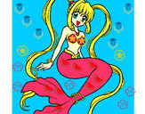 Dibujo Sirena con perlas pintado por sofiamari