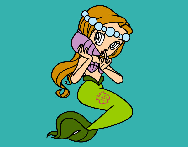 Dibujo Sirena con una caracola pintado por Valentinad