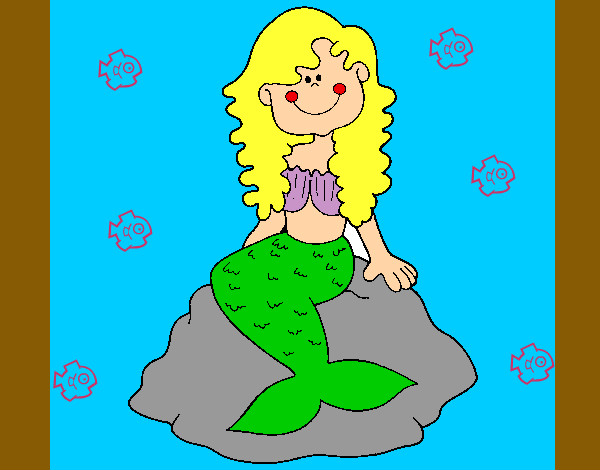 Dibujo Sirena sentada en una roca pintado por reiansofi
