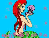Dibujo Sirena y perla pintado por maryquilla