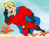 Dibujo Superhéroe volando pintado por adanmezama