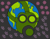 Dibujo Tierra con máscara de gas pintado por fran56