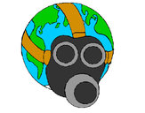 Dibujo Tierra con máscara de gas pintado por isaela