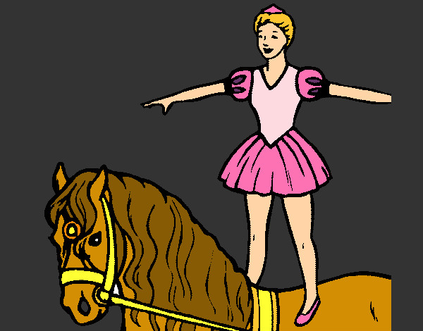 Dibujo Trapecista encima de caballo pintado por ANIMALCLUB