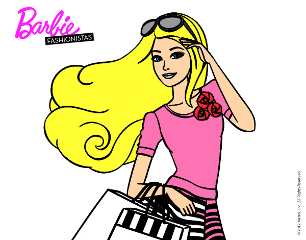 Dibujo Barbie con bolsas pintado por _aniita_